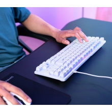 Teclado Trust Gaming Gxt833w Thado Metalico Compacto Iluminacion Led multimedia Usb blanco
