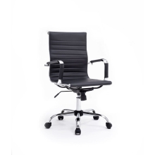 Silla De Oficina Equip Respaldo Medio recubrimiento Pu de alta calidad Ergonomica negro