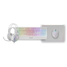 Pack teclado, auriculares, ratón y Alfombrilla Mars Gaming Mcp124prowes H-mech Rgb 3200dpi blanco