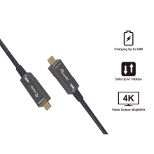 Cable Equip USB tipo C activo óptico macho/macho 4K transferencia 10Gbps 60w 5m negro