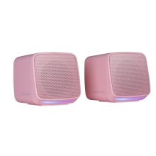 Altavoces 2.0 Mars Gaming MSROP rosa 10W USB + jack control de volumen RGB