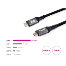 Cable Equip USB tipo C 4 Gen2x2 macho/macho transferencia 40G 240W 1m negro