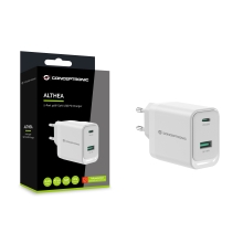 Cargador Conceptronic GaN ALTHEA20W45 45W 1xUSB-C 1xUSB-A, QC 3.0, PPS, PD 3.0