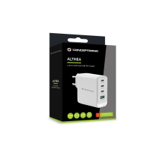 Cargador Conceptronic GaN ALTHEA22W100 100W 3xUSB-C, 1xUSB-A QC 3.0, PPS, PD 3.0
