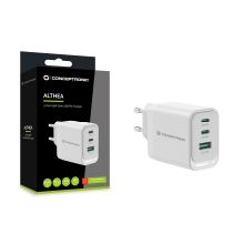 Cargador Concentronic GaN ALTHEA21W65 65W 2xUSB-C 1xUSB-A QC 3.0, PPS, PD 3.0