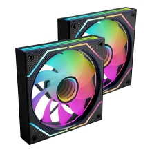 Kit 2×Ventilador interno ARGB Mars Gaming MF3DPROX2R negro 120mm ARGB 360º PWM aspas invertidas