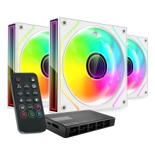 Kit 3×Ventilador interno ARGB Mars Gaming MF3DPROKIT blanco 120mm ARGB, ARGB hub, RF remote