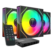 Kit 3×Ventilador interno ARGB Mars Gaming MF3DPROKIT negro 120mm ARGB, ARGB hub, RF remote