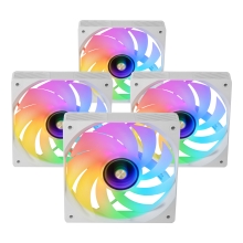 Kit 4×Ventilador interno ARGB Mars Gaming MF3DPROKIT blanco 120mm ARGB hub RF remote