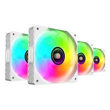Kit 4×Ventilador interno ARGB Mars Gaming MF3DPROKIT blanco 120mm ARGB hub RF remote