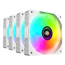 Kit 4×Ventilador interno ARGB Mars Gaming MF3DPROKIT blanco 120mm ARGB hub RF remote