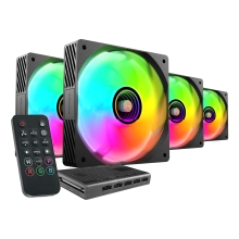 Kit 4×Ventilador interno ARGB Mars Gaming MF3DPROKIT negro 120mm ARGB hub RF remote