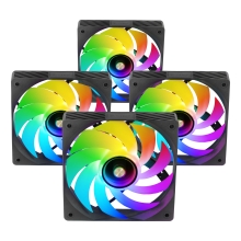 Kit 4×Ventilador interno ARGB Mars Gaming MF3DPROKIT negro 120mm ARGB hub RF remote