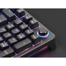Teclado Mars Gaming MKPROYES mecánico RGB silent switch, rueda de control, negro