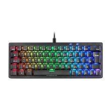Teclado Mars Gaming compacto MKMINIPROBRES hot-swap mecánico switch marrón RGB Chroma negro