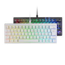 Teclado Mars Gaming compacto MKMINIPROWBRES hot-swap mecánico switch marrón RGB Chroma blanco