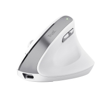 Ratón inalámbrico Trust Bayo II ergonómico vertical 6 Bot. Recargable blanco