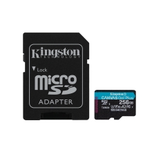 Memoria microSD Kingston 256GB Canvas Go Plus Gen4 200 MB/s, A2 U3 V30 con adaptador
