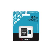 Memoria microSD Kingston 64GB Canvas Go Plus Gen4 200 MB/s, A2 U3 V30 con adaptador