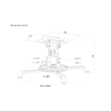 Soporte de techo para proyector Equip 650705 negro