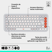 Teclado inalámbrico Logitech Pop Icon Keys blanco - naranja