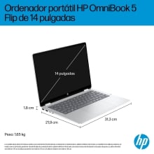 HP Omnibook 5 Flip X360 14-fp0015ns i5-1334u 14" táctil 16GB 1TB W11 plata glaciar