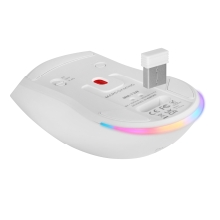Ratón Mars inalámbrico Gaming RF Y bluetooth Mmt3 Rgb base de recarga Magnética 14400 Dpi blanco