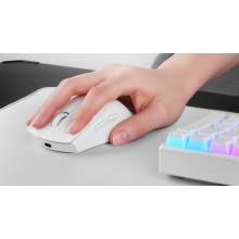Ratón Mars inalámbrico Gaming RF Y bluetooth Mmt3 Rgb base de recarga Magnética 14400 Dpi blanco