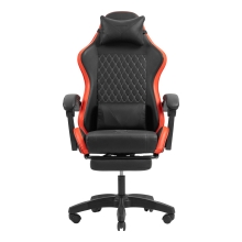 Silla gamer Mars Gaming MGCXBBL negra y roja reclinable, reposabrazos ajustable, reposapiés, cojines