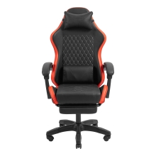 Silla gamer Mars Gaming MGCXBBL negra y roja reclinable, reposabrazos ajustable, reposapiés, cojines