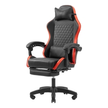 Silla gamer Mars Gaming MGCXBBL negra y roja reclinable, reposabrazos ajustable, reposapiés, cojines
