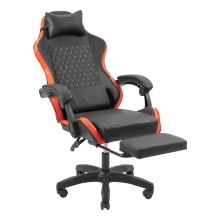 Silla gamer Mars Gaming MGCXBBL negra y roja reclinable, reposabrazos ajustable, reposapiés, cojines