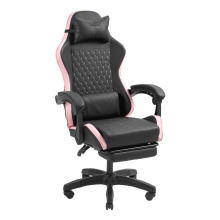 Silla gamer Mars Gaming MGCXBPK negra y rosa reclinable, reposabrazos ajustable, reposapiés, cojines