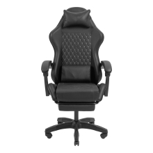 Silla gamer Mars Gaming MGCXBK negra reclinable, reposabrazos ajustable, reposapiés, cojines