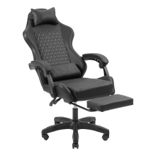 Silla gamer Mars Gaming MGCXBK negra reclinable, reposabrazos ajustable, reposapiés, cojines