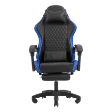 Silla gamer Mars Gaming MGCXBBL negra y azul reclinable, reposabrazos ajustable, reposapiés, cojines