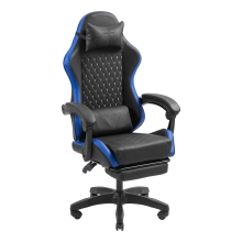 Silla gamer Mars Gaming MGCXBBL negra y azul reclinable, reposabrazos ajustable, reposapiés, cojines