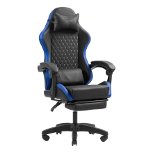 Silla gamer Mars Gaming MGCXBBL negra y azul reclinable, reposabrazos ajustable, reposapiés, cojines
