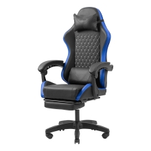 Silla gamer Mars Gaming MGCXBBL negra y azul reclinable, reposabrazos ajustable, reposapiés, cojines