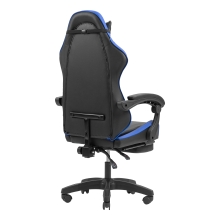 Silla gamer Mars Gaming MGCXBBL negra y azul reclinable, reposabrazos ajustable, reposapiés, cojines