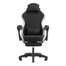 Silla gamer Mars Gaming MGCXFGRBL negra y blanca reclinable, reposabrazos ajustable, reposapiés, cojines