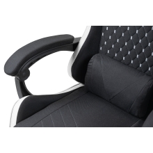 Silla gamer Mars Gaming MGCXFGRBL negra y blanca reclinable, reposabrazos ajustable, reposapiés, cojines