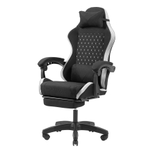 Silla gamer Mars Gaming MGCXFGRBL negra y blanca reclinable, reposabrazos ajustable, reposapiés, cojines