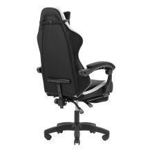 Silla gamer Mars Gaming MGCXFGRBL negra y blanca reclinable, reposabrazos ajustable, reposapiés, cojines