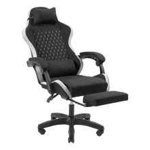 Silla gamer Mars Gaming MGCXFGRBL negra y blanca reclinable, reposabrazos ajustable, reposapiés, cojines