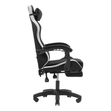 Silla gamer Mars Gaming MGCXFGRBL negra y blanca reclinable, reposabrazos ajustable, reposapiés, cojines