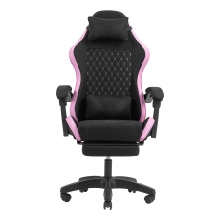 Silla gamer Mars Gaming MGCXFGRBL negra y rosa reclinable, reposabrazos ajustable, reposapiés, cojines