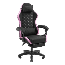 Silla gamer Mars Gaming MGCXFGRBL negra y rosa reclinable, reposabrazos ajustable, reposapiés, cojines