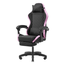 Silla gamer Mars Gaming MGCXFGRBL negra y rosa reclinable, reposabrazos ajustable, reposapiés, cojines