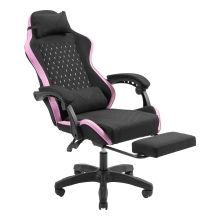 Silla gamer Mars Gaming MGCXFGRBL negra y rosa reclinable, reposabrazos ajustable, reposapiés, cojines